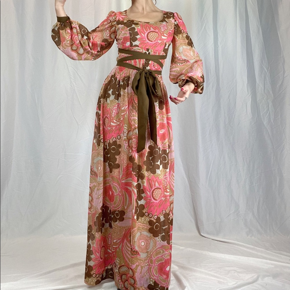 Vintage Psychedelic Maxi Renaissance Dress. Diolen Loft